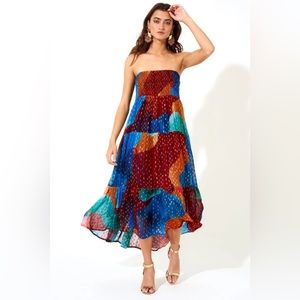 Smocked Waist Skirt / Dress Art Teal